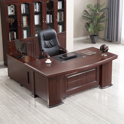 Solid Wood Executive Office Set for Executive Desk and Chair in Vintage Mahogany