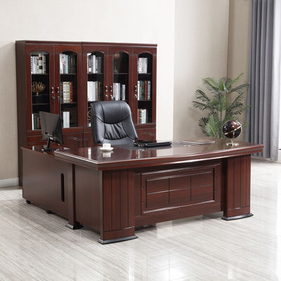 Solid Wood Executive Office Set for Executive Desk and Chair in Vintage Mahogany