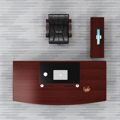 Solid Wood Executive Office Set for Executive Desk and Chair in Vintage Mahogany