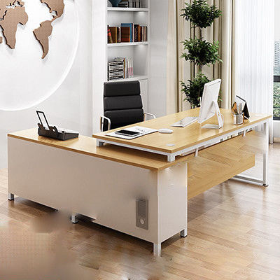 Modern Simple Style MDF Material L Shape Boss CEO Office Desk Executive Desk with Cabinet