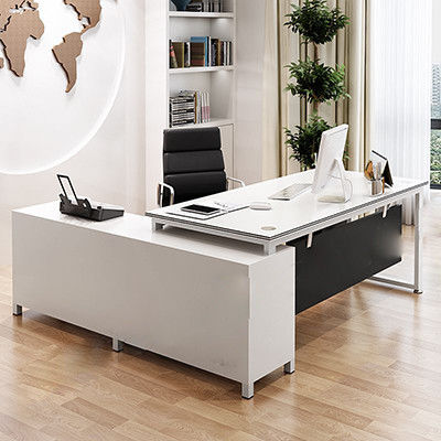 Modern Simple Style MDF Material L Shape Boss CEO Office Desk Executive Desk with Cabinet