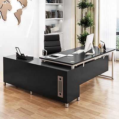 Modern Simple Style MDF Material L Shape Boss CEO Office Desk Executive Desk with Cabinet