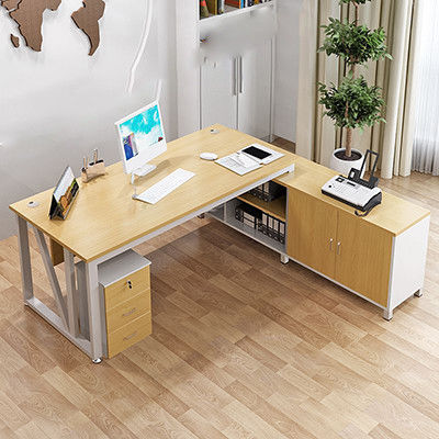 Modern Simple Style MDF Material L Shape Boss CEO Office Desk Executive Desk with Cabinet