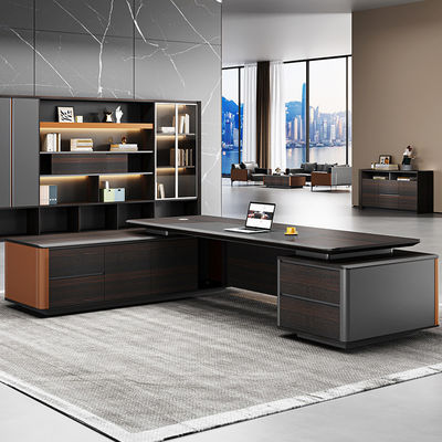 Modern Office Furniture Solid Wood Executive Desk for Manager Combination Cabinet Table