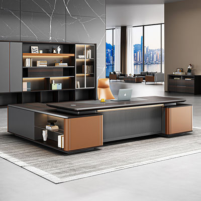 Modern Office Furniture Solid Wood Executive Desk for Manager Combination Cabinet Table