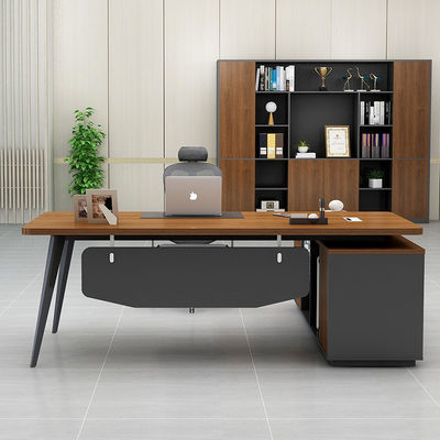 Large President Desk with Storage File Cabinet PANEL Wood Style Office Furniture