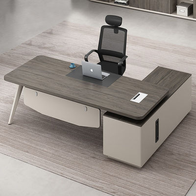 Large President Desk with Storage File Cabinet PANEL Wood Style Office Furniture