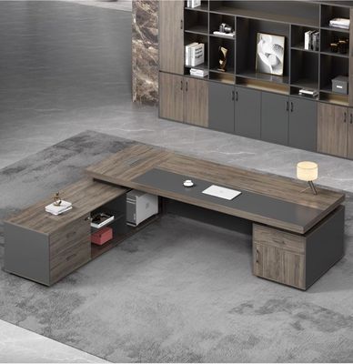 Stylish Commercial Furniture L Shape Executive Manager CEO Office Desk with Side Cabinet