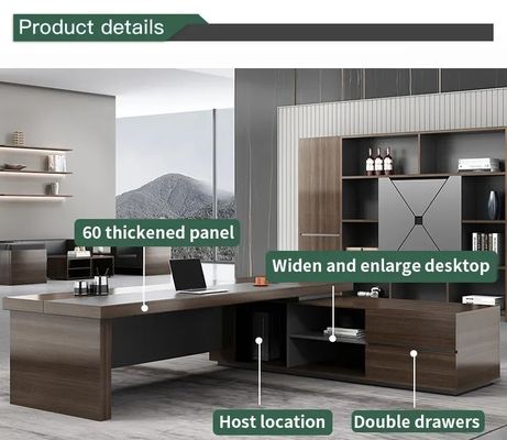 Customized Colors Luxury L Shape Wooden Executive Office Table for Boss Manager Director