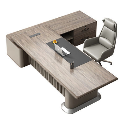 Modern Boss Home Office Waterproof L Shape Computer Desk with PANEL Wood Style Design