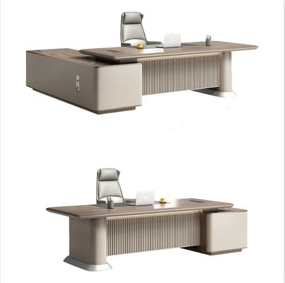 Modern Boss Home Office Waterproof L Shape Computer Desk with PANEL Wood Style Design