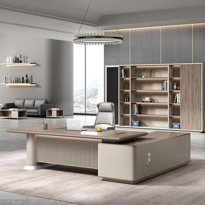 Modern Boss Home Office Waterproof L Shape Computer Desk with PANEL Wood Style Design