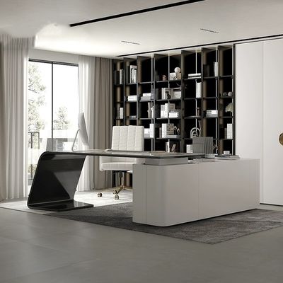Strong Executive Boss Luxury Office Desk in Grey for Home Office or Office Building