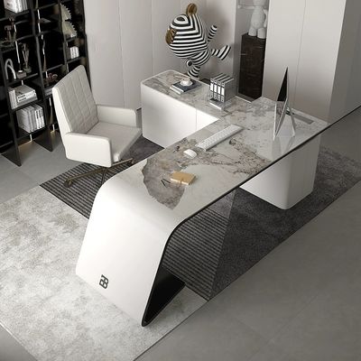 Strong Executive Boss Luxury Office Desk in Grey for Home Office or Office Building