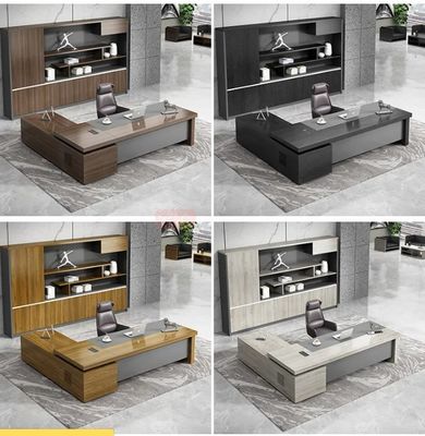 50mm Thickness Table Top Luxury Modern Wooden L Shape Boss Manager Director Office Table