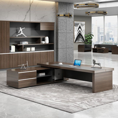 50mm Thickness Table Top Luxury Modern Wooden L Shape Boss Manager Director Office Table
