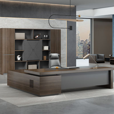 50mm Thickness Table Top Luxury Modern Wooden L Shape Boss Manager Director Office Table