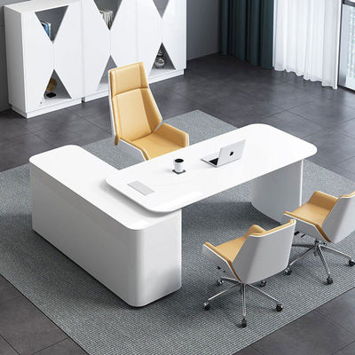 Design MDF Baking Varnish Material L-shaped Executive Desk for CEO Office and Chair