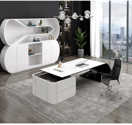 Executive President Manager Desk L-shaped MDF Baking Varnish Office Computer Table