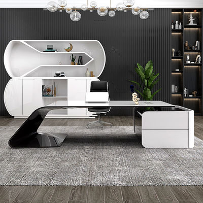 Executive President Manager Desk L-shaped MDF Baking Varnish Office Computer Table