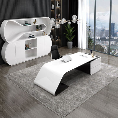 Executive President Manager Desk L-shaped MDF Baking Varnish Office Computer Table