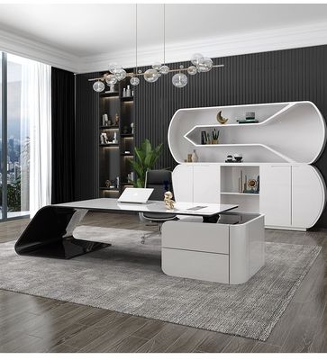 Executive President Manager Desk L-shaped MDF Baking Varnish Office Computer Table