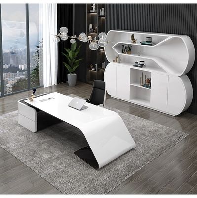 Executive President Manager Desk L-shaped MDF Baking Varnish Office Computer Table
