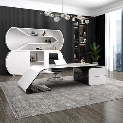 Executive President Manager Desk L-shaped MDF Baking Varnish Office Computer Table