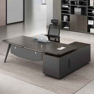 Modern Wooden Executive Desks Business Type L Shape Office Desk with Long Size Cabinet