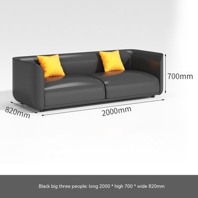 Chinese Style Reception Room Office Sofa Set with Three Leather Sofas and Coffee Table