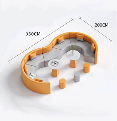 Office Furniture Simple Modern Rest Area Reception Sofa and S-Shaped Coffee Table Set