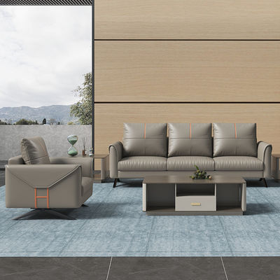 Chinese Style Three Seat Sectional Sofa Coffee Table Combo Set for Business Reception