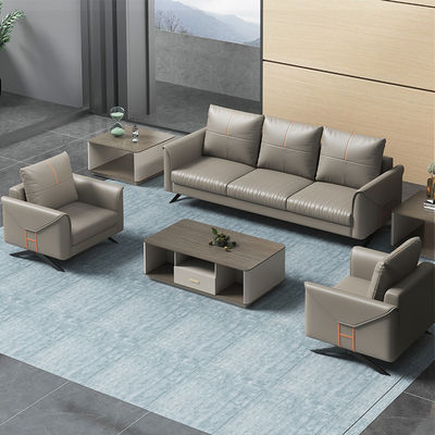 Chinese Style Three Seat Sectional Sofa Coffee Table Combo Set for Business Reception