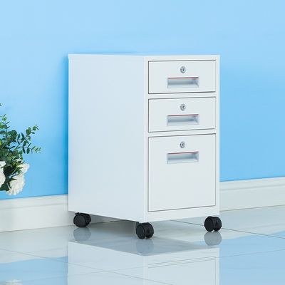 Industrial Design Office File Cabinet with Lock and Movable Three Drawers OEM Storage