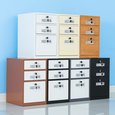 Industrial Design Office File Cabinet with Lock and Movable Three Drawers OEM Storage