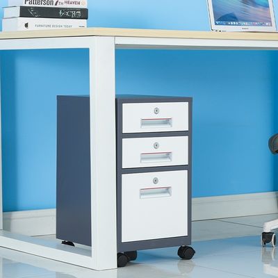 Industrial Design Office File Cabinet with Lock and Movable Three Drawers OEM Storage