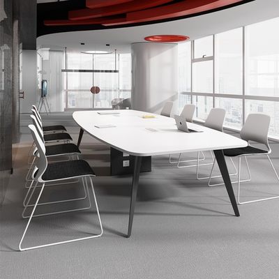Simple Modern Oval Conference Table and Chair Combination for White Negotiation Space