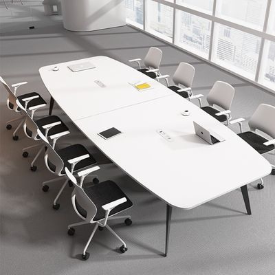 Simple Modern Oval Conference Table and Chair Combination for White Negotiation Space