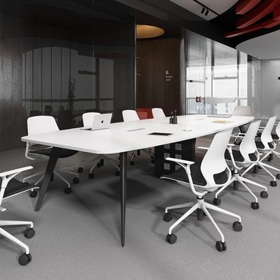 Simple Modern Oval Conference Table and Chair Combination for White Negotiation Space