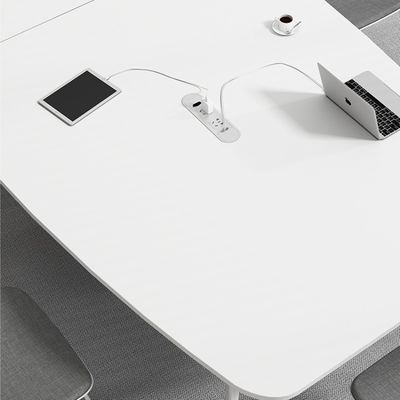 Simple Modern Oval Conference Table and Chair Combination for White Negotiation Space