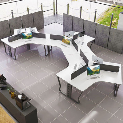 6 Person MDF Office Workstation with Contemporary Design and Function Writting Desk
