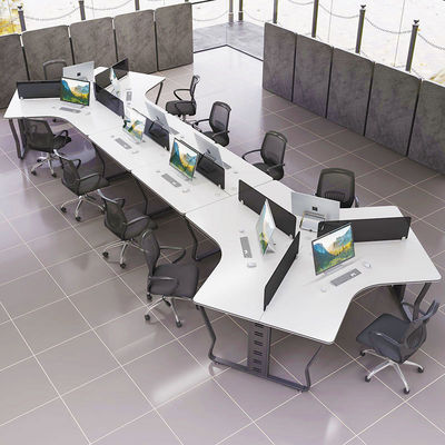 6 Person MDF Office Workstation with Contemporary Design and Function Writting Desk