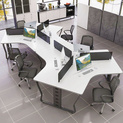 6 Person MDF Office Workstation with Contemporary Design and Function Writting Desk