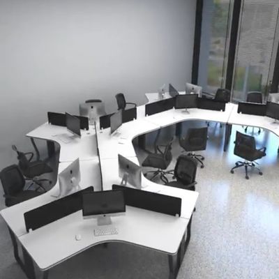 6 Person MDF Office Workstation with Contemporary Design and Function Writting Desk
