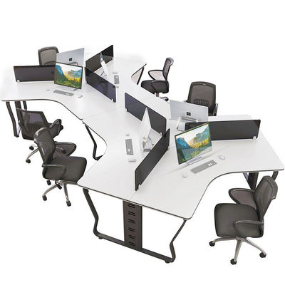 6 Person MDF Office Workstation with Contemporary Design and Function Writting Desk