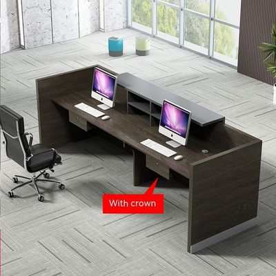 Wooden Light Luxury Office Counter for Business Reception and Beauty Salon Front Desk