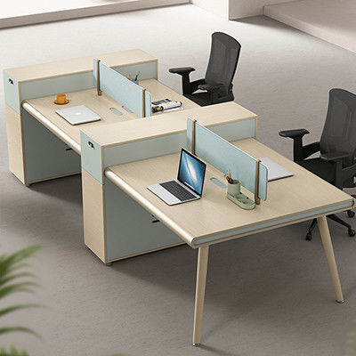 Customizable Staff Desks and Chairs Combination for Four People Office Workstation
