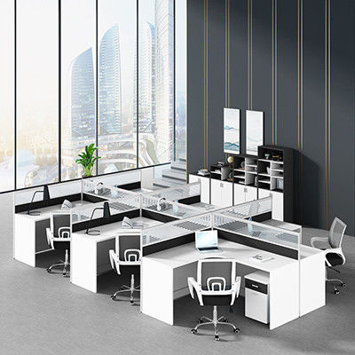 Modernity in Office Furniture Four Staff Desk and Chair Combination for Simple Workplace