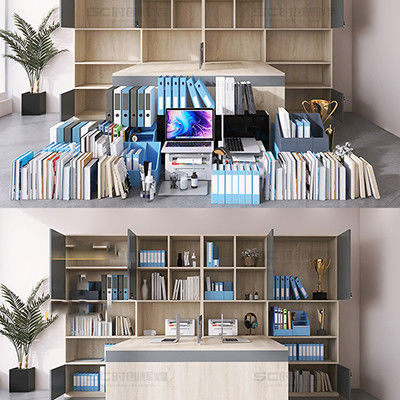 Double Seat Cabinet Screen Workstation Computer Desk Modernity Style for Finance Room