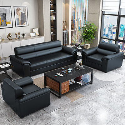Office Reception Room Furniture Set Chinese Style Sofa and Napa Leather Coffee Table